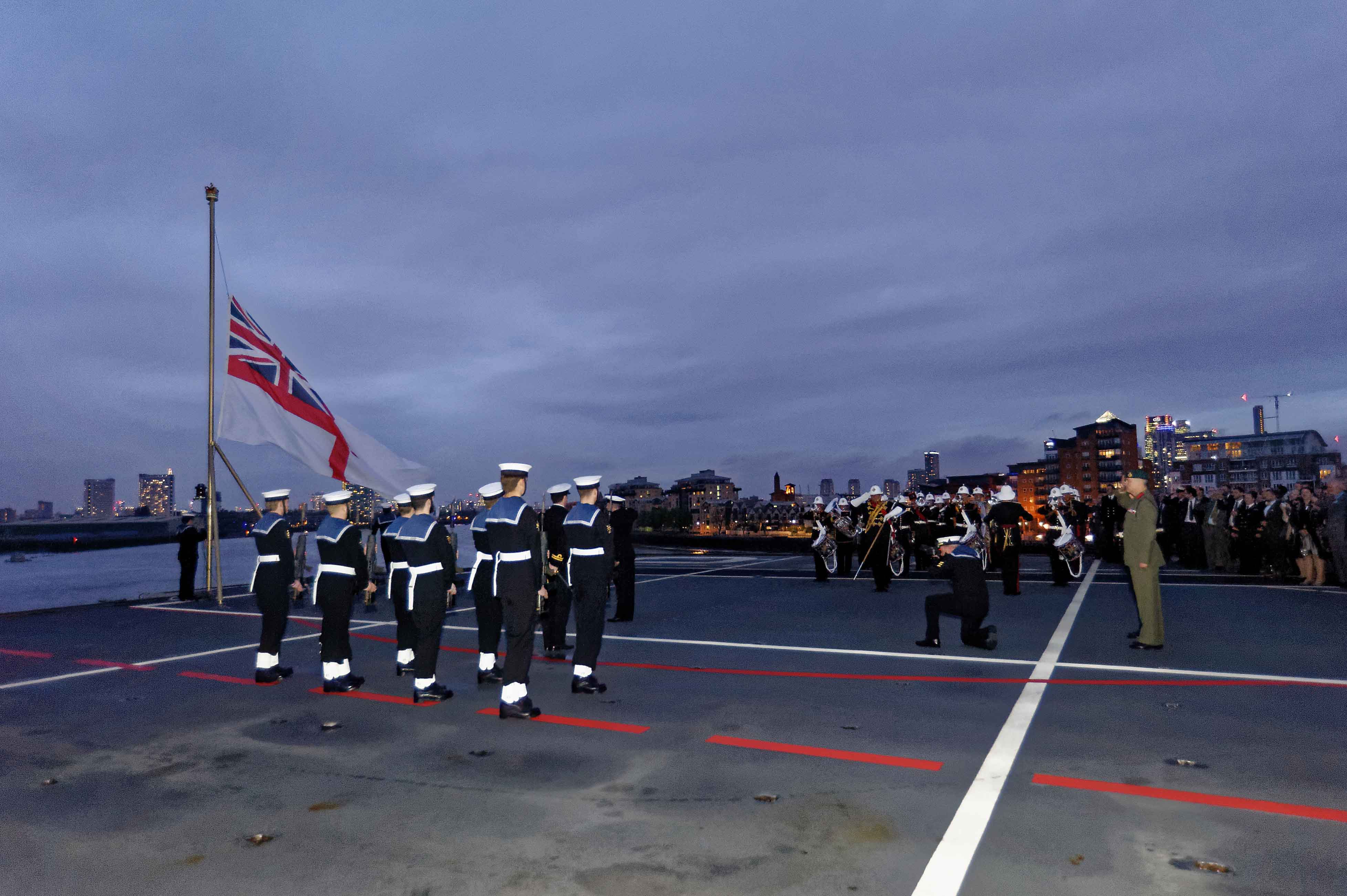 Sunset Ceremony On Board HMS Ocean at the Greenwich Royal Naval College